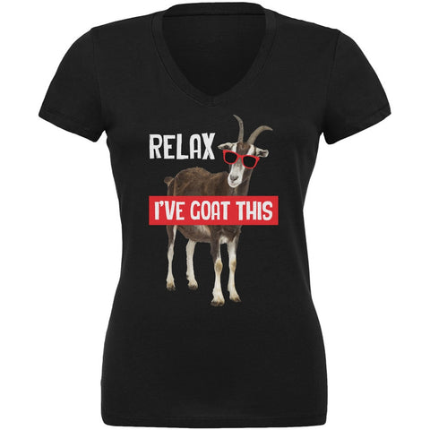 Relax I've Goat Got This Black Juniors V-Neck T-Shirt