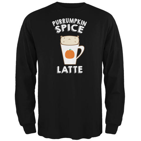 Purrumpkin Spice Latte Black Adult Long Sleeve T-Shirt