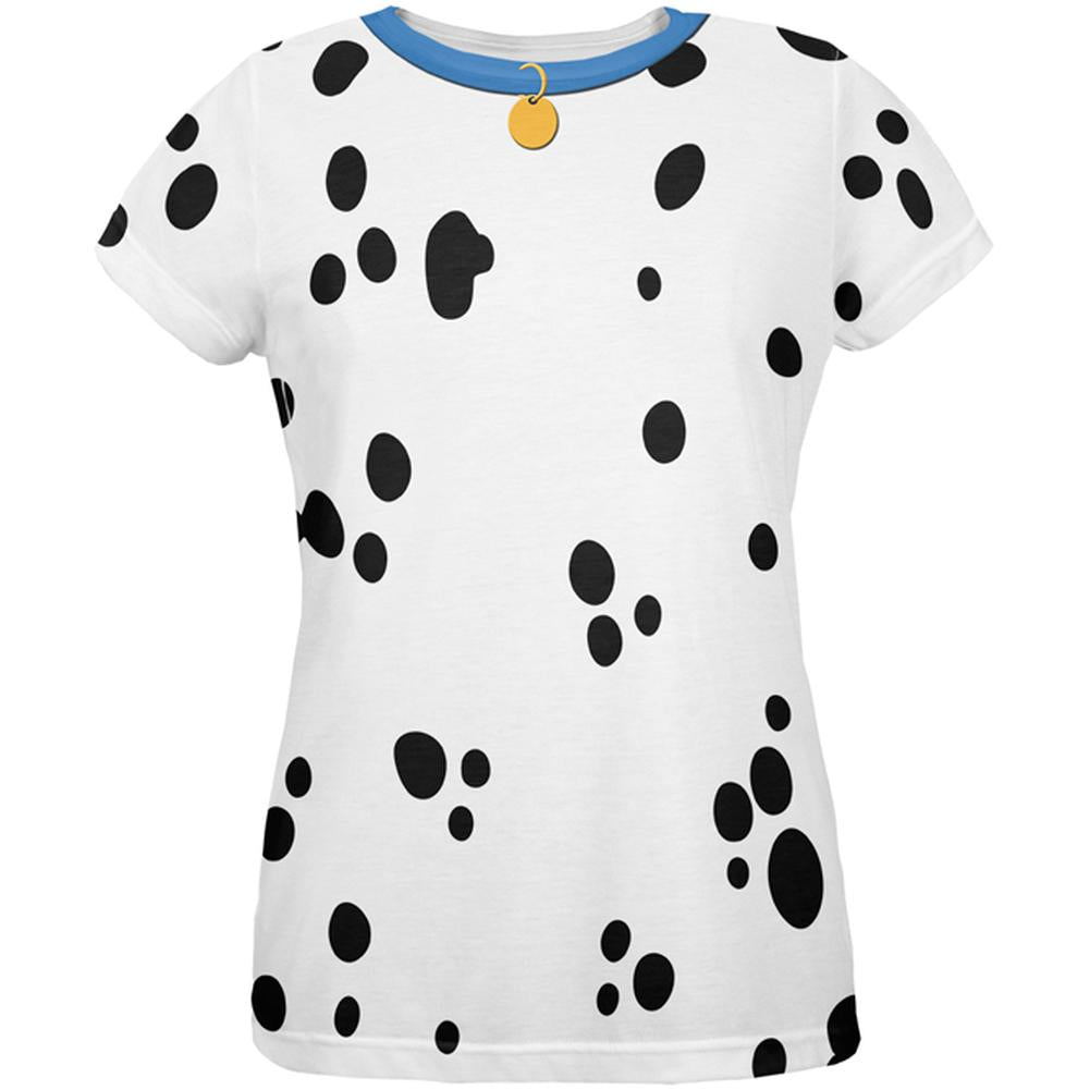 Dog Dalmatian Costume Blue Collar All Over Adult T-Shirt, XL / Multi