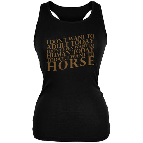 Don't Adult Today Just Horse Black Juniors Soft Tank Top