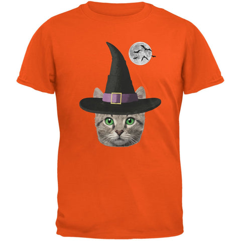 Halloween Funny Cat Witch Orange Youth T-Shirt