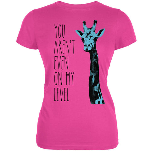 Giraffe On My Level Pop Art Hot Pink Juniors Soft T-Shirt