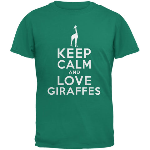 Keep Calm & Love Giraffes Jade Green Adult T-Shirt