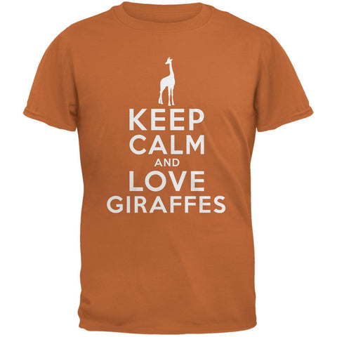 Keep Calm & Love Giraffes Texas Orange Adult T-Shirt