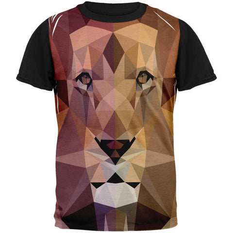 Low-Poly Lion Adult Black Back T-Shirt