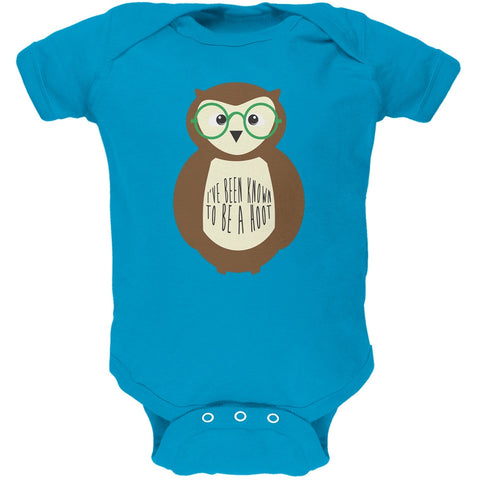 I've Been Known To Be A Hoot Owl Turquoise Soft Baby One Piece