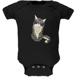 Party Animal Meow And Then Cat Black Soft Baby One Piece