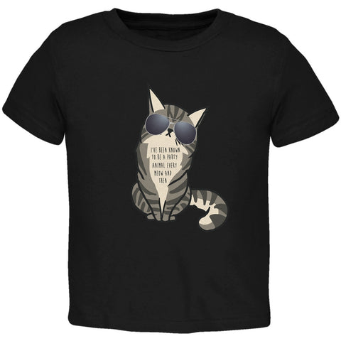 Party Animal Meow And Then Cat Black Toddler T-Shirt