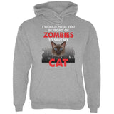 I Would Push You Zombies Cat Black Adult Hoodie