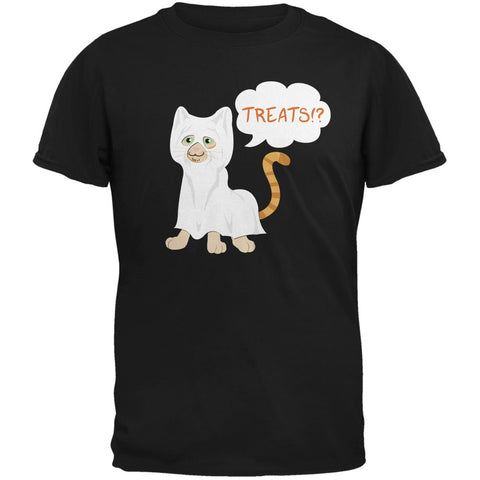 Halloween Ghost Treats Cat Black Adult T-Shirt