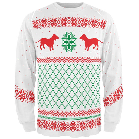 Dachshund Ugly Christmas Sweater All Over Adult Long Sleeve T-Shirt