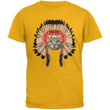 Thanksgiving Funny Cat Native American Gold Youth T-Shirt