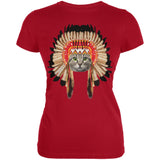 Thanksgiving Funny Cat Native American Juniors Soft T-Shirt