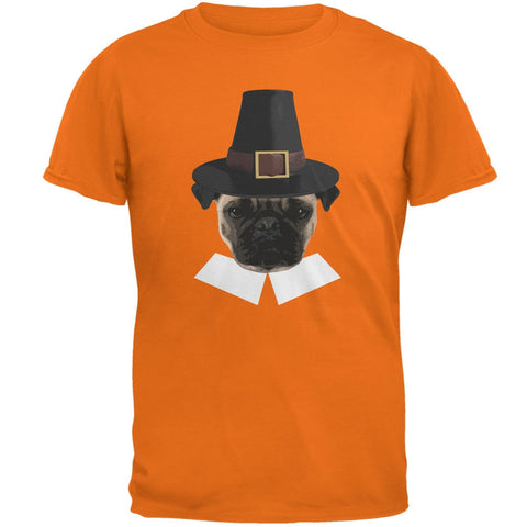 Thanksgiving Funny Pug Pilgrim Mandarin Adult T-Shirt