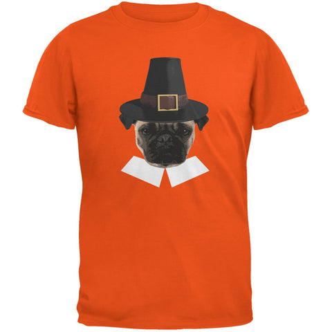 Thanksgiving Funny Pug Pilgrim Orange Youth T-Shirt