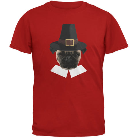 Thanksgiving Funny Pug Pilgrim Red Youth T-Shirt