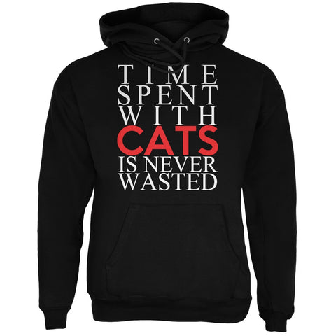 Time Spent With Cats Never Wasted Black Adult Hoodie