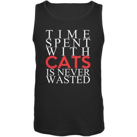 Time Spent With Cats Never Wasted Black Adult Tank Top