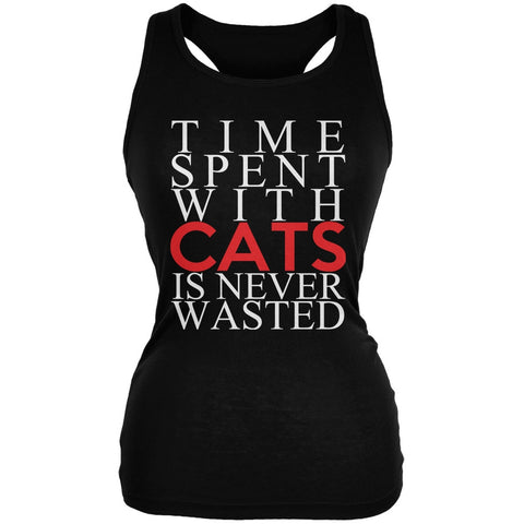 Time Spent With Cats Never Wasted Black Juniors Soft Tank Top