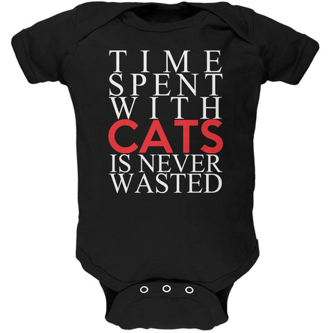 Time Spent With Cats Never Wasted Black Soft Baby One Piece