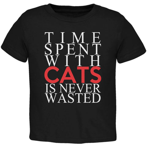 Time Spent With Cats Never Wasted Black Toddler T-Shirt