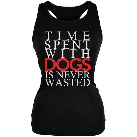 Time Spent With Dogs Never Wasted Black Juniors Soft Tank Top