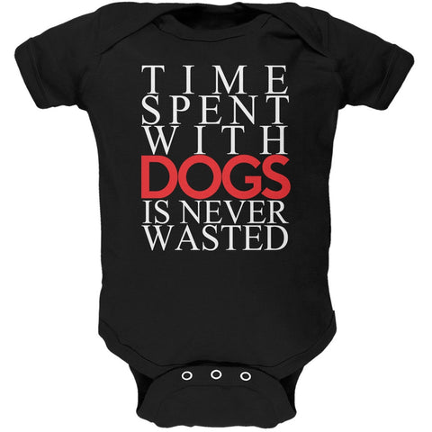 Time Spent With Dogs Never Wasted Black Soft Baby One Piece