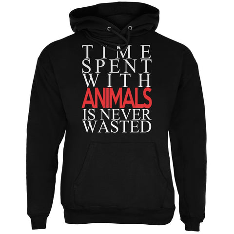 Time Spent With Animals Never Wasted Black Adult Hoodie