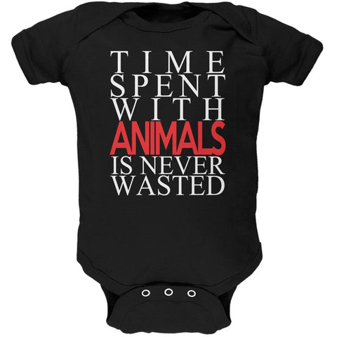 Time Spent With Animals Never Wasted Black Soft Baby One Piece