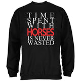 Time Spent With Horses Never Wasted Black Adult Hoodie