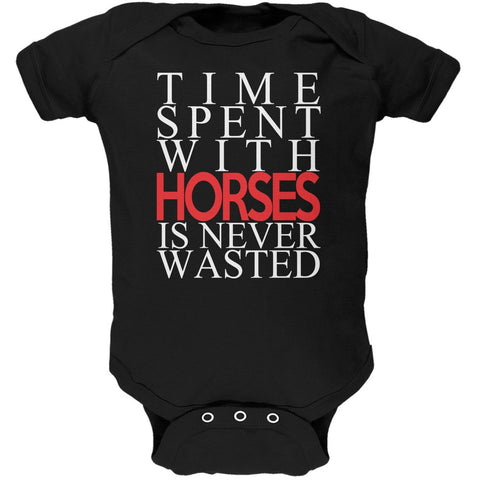 Time Spent With Horses Never Wasted Black Soft Baby One Piece