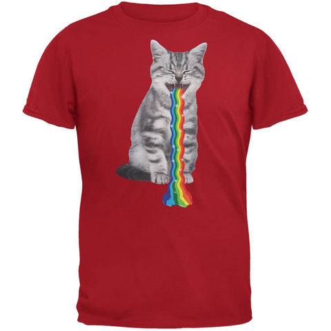 Rainbow Vomit Cat Red Adult T-Shirt