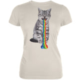 Rainbow Vomit Cat Aqua Juniors Soft T-Shirt