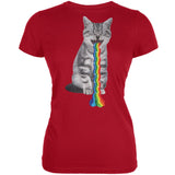 Rainbow Vomit Cat Aqua Juniors Soft T-Shirt