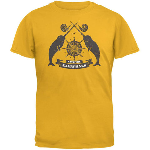 Save The Narwhals Gold Adult T-Shirt