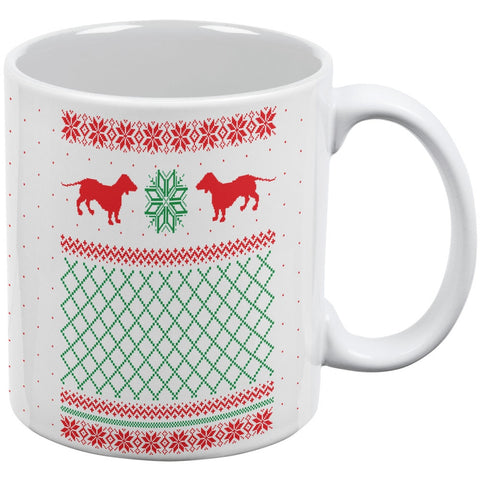 Dachshund Ugly Christmas Sweater White All Over Coffee Mug