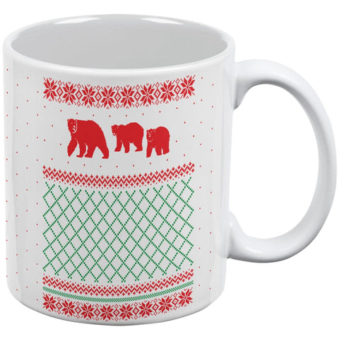 Polar Bear Ugly Christmas Sweater White All Over Coffee Mug