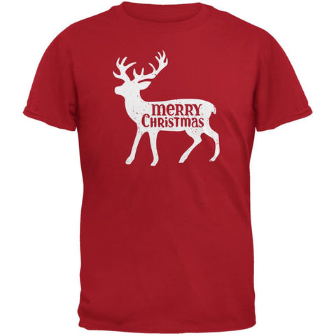 Merry Christmas Deer Red Adult T-Shirt