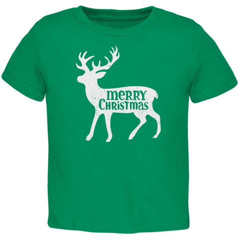 Merry Christmas Deer Kelly Green Toddler T-Shirt