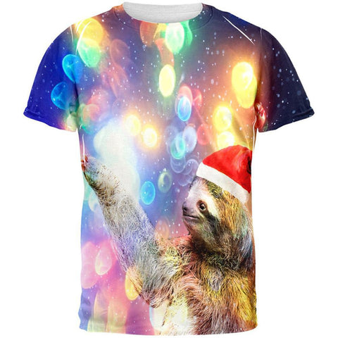 Mystical Christmas Sloth All Over Adult T-Shirt