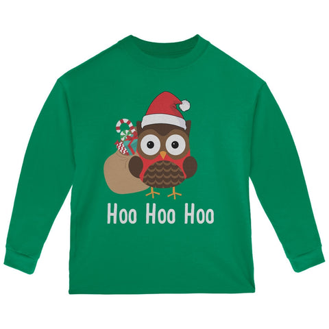 Christmas Hoo Hoo Hoo Owl Green Toddler Long Sleeve T-Shirt