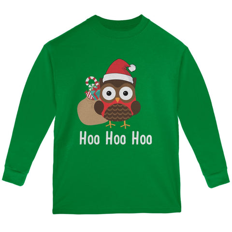 Christmas Hoo Hoo Hoo Owl Green Youth Long Sleeve T-Shirt