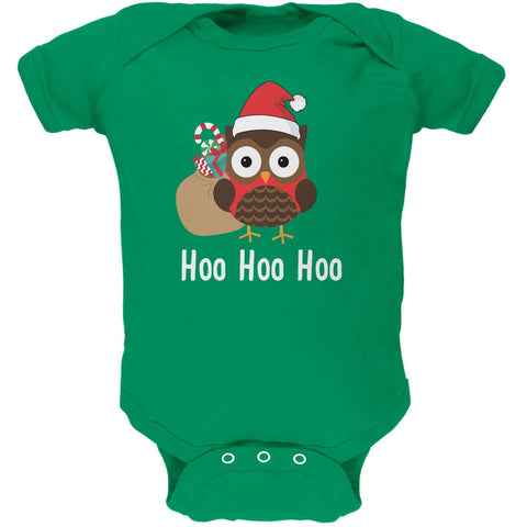 Christmas Hoo Hoo Hoo Owl Kelly Green Soft Baby One Piece