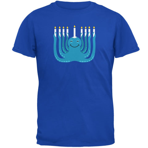 Hanukkah Menorah-ctopus Funny Octopus Royal Adult T-Shirt