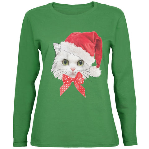 Christmas Cat Womens Long Sleeve T-Shirt