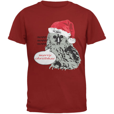 Christmas Who Who Who Owl Cardinal Red Adult T-Shirt