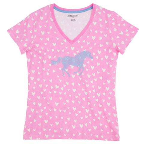 Hearts And Horses Womens Pajama T-Shirt