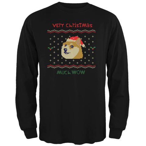 Doge Ugly Christmas Sweater Black Adult Long Sleeve T-Shirt