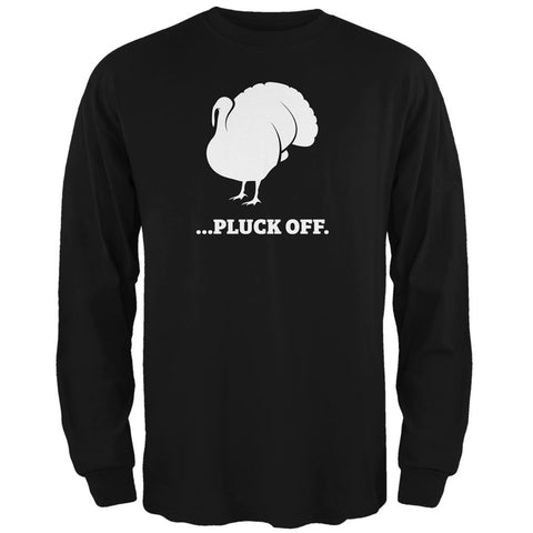 Funny Turkey Pluck Off Black Adult Long Sleeve T-Shirt