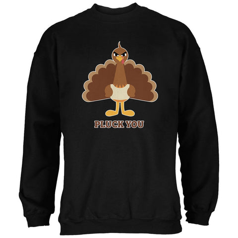 Funny Turkey Pluck You Black Adult Sweatshirt